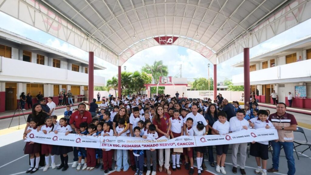 Transformación en Cancún: Estudiantes de la primaria “Amado Nervo” estrenan domo tras 17 años de espera
